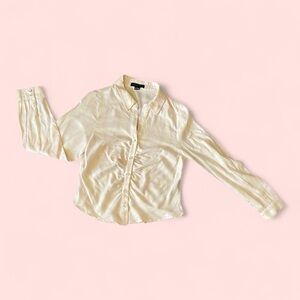 Sanctuary, Elegant pale pink and white plaid Button-Up Blouse, size L